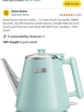 Mint Green Electric Kettle – Cordless Home Kettle